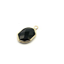 Black crystal charm, 14K gold plated. SKU#M8810