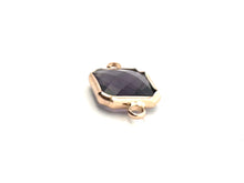 Deep Purple Square Charm, Gold Plated, Sku#M2145