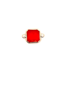 Ruby Square Charm, Gold Plated, Sku#M2145