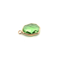 Green crystal charm, 14K gold plated. SKU#M8811