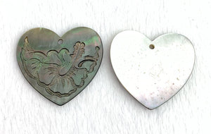 Mother of Pearl Carved Heart Charm Sku#M3496