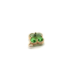 Light green four leaf clover charm, 14K gold plated. SKU# M8816