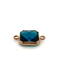 Blue Square Charm, Gold Plated, Sku#2145
