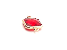 Ruby Square Charm, Gold Plated, Sku#M2145