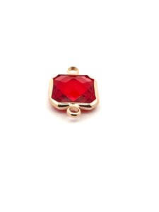 Ruby Square Charm, Gold Plated, Sku#M2145