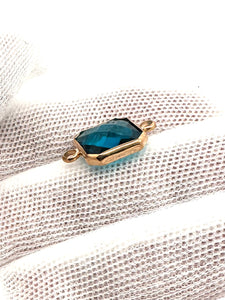 Blue Square Charm, Gold Plated, Sku#2145