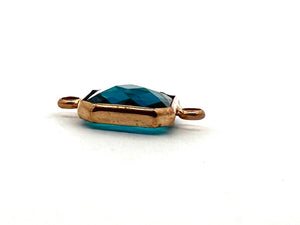 Blue Square Charm, Gold Plated, Sku#2145