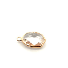 Clear crystal charm, 14K gold plated. SKU#M8814