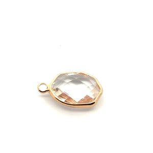 Clear crystal charm, 14K gold plated. SKU#M8814