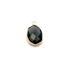 Black crystal charm, 14K gold plated. SKU#M8810