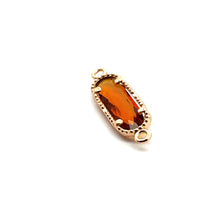 Orange crystal charm, Oval shape