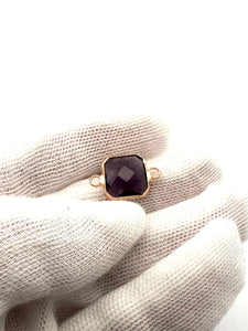 Deep Purple Square Charm, Gold Plated, Sku#M2145