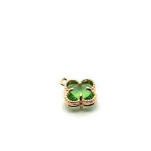 Light green four leaf clover charm, 14K gold plated. SKU# M8816