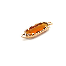 Orange crystal charm, Oval shape