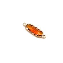Orange crystal charm, Oval shape