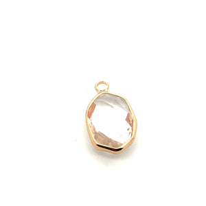 Clear crystal charm, 14K gold plated. SKU#M8814