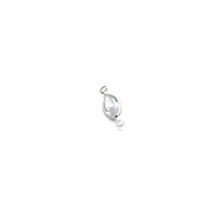 Clear silver plated, Diamond shape, Double ring charm. SKU#M3257