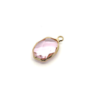 Pink crystal charm, 14K gold plated. SKU#M889