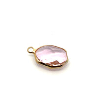 Pink crystal charm, 14K gold plated. SKU#M889