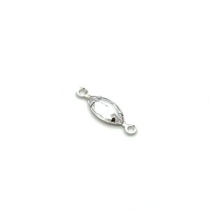 Clear silver plated, Diamond shape, Double ring charm. SKU#M3257