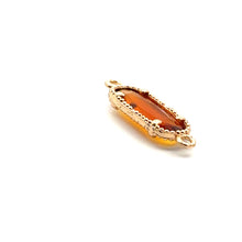 Orange crystal charm, Oval shape
