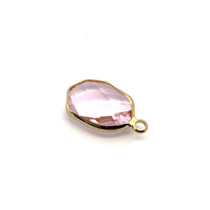 Pink crystal charm, 14K gold plated. SKU#M889