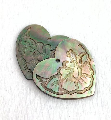 Mother of Pearl Carved Heart Charm Sku#M3496
