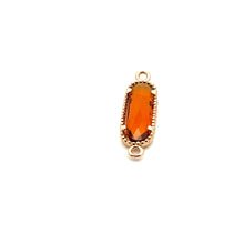 Orange crystal charm, Oval shape