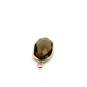 Brown Crystal charm, 14K gold plated. SKU#M888