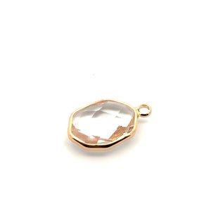 Clear crystal charm, 14K gold plated. SKU#M8814