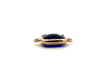 Royal Blue Square W/ Two Rings Charm, Gold Plated, Sku#M2145