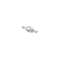 Clear silver plated, Diamond shape, Double ring charm. SKU#M3257