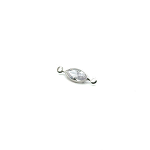 Clear silver plated, Diamond shape, Double ring charm. SKU#M3257