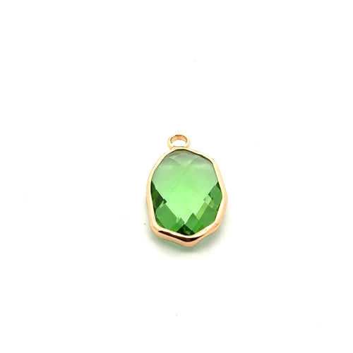 Green crystal charm, 14K gold plated. SKU#M8811