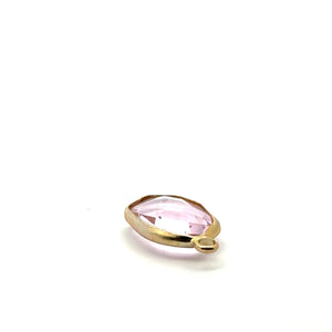 Pink crystal charm, 14K gold plated. SKU#M889