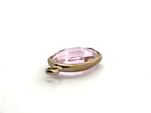 Pink Oval Hexagon Charm, Gold Plated, Sku#M2139