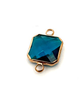 Blue Square Charm, Gold Plated, Sku#2145