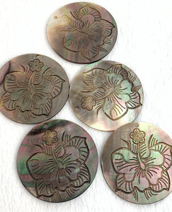 Carved Flower Mother of Pearl Charm Sku#M3486