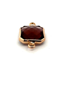 Cherry Wine Square Charm, Gold Plated, Sku#M2145