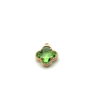 Light green four leaf clover charm, 14K gold plated. SKU# M8816