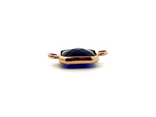 Royal Blue Square W/ Two Rings Charm, Gold Plated, Sku#M2145