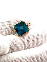 Blue Square Charm, Gold Plated, Sku#2145