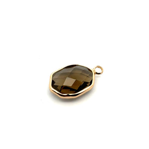 Brown Crystal charm, 14K gold plated. SKU#M888