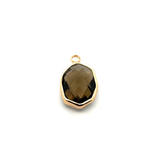 Brown Crystal charm, 14K gold plated. SKU#M888