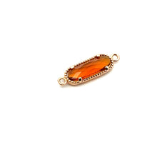 Orange crystal charm, Oval shape
