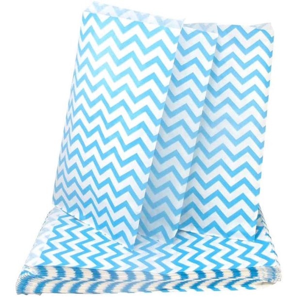 Paper Bag Chevron-Blue