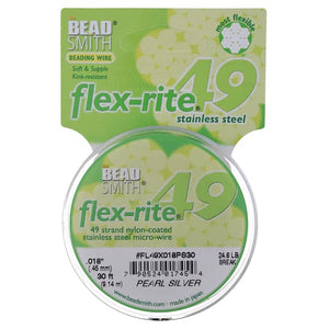 Flex-Rite 49 Strand Stainless Steel Wire .018" Pearl Silver