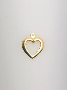 14K Gold Fill Cut Out Heart Charm w/ Ring, 10.3x12.7mm, Made in USA - 107