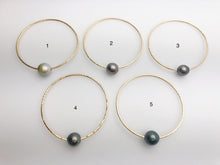 14K Gold Filled Single Tahitian Pearl Bangle Bracelets - Size Large - 13-14mm Pearls (787 No. 1-5)