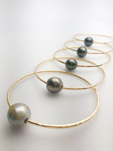 14K Gold Filled Single Tahitian Pearl Bangle Bracelets - Size Large - 13-14mm Pearls (787 No. 1-5)